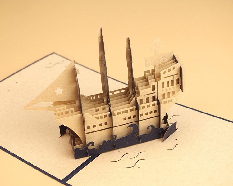 Čestitka 3D pop-up - bronziranje, izrezivanje (Brand: Ruyi Lin; Materijal: Poseban papir; Proces: Tisak, bronziranje, izrezivanje, UV premaz, laminiranje; Stil: Jednostavan i moderan)