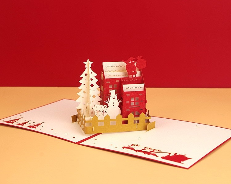 Čestitka 3D pop-up - bronziranje, izrezivanje (Brand: Ruyi Lin; Materijal: Poseban papir; Proces: Tisak, bronziranje, izrezivanje, UV premaz, laminiranje; Stil: Jednostavan i moderan)