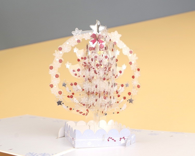 Čestitka 3D pop-up - bronziranje, izrezivanje (Brand: Ruyi Lin; Materijal: Poseban papir; Proces: Tisak, bronziranje, izrezivanje, UV premaz, laminiranje; Stil: Jednostavan i moderan)