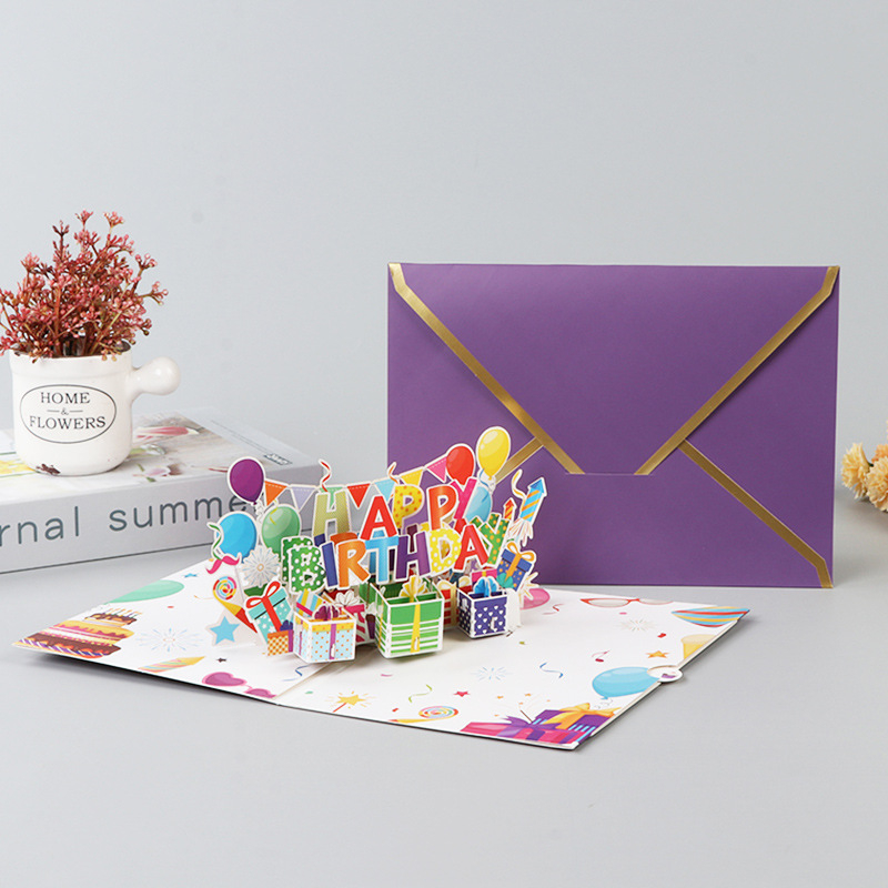 Čestitka 3D pop-up - bronziranje, izrezivanje (Brand: Ruyi Lin; Materijal: Poseban papir; Proces: Tisak, bronziranje, izrezivanje, UV premaz, laminiranje; Stil: Jednostavan i moderan)