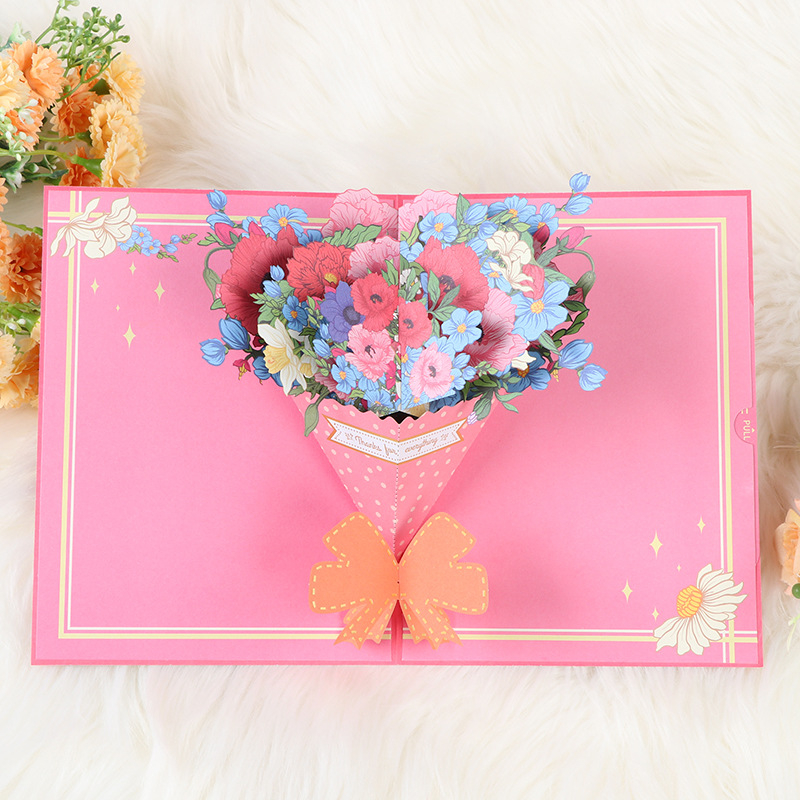 Čestitka 3D pop-up - bronziranje, izrezivanje (Brand: Ruyi Lin; Materijal: Poseban papir; Proces: Tisak, bronziranje, izrezivanje, UV premaz, laminiranje; Stil: Jednostavan i moderan)