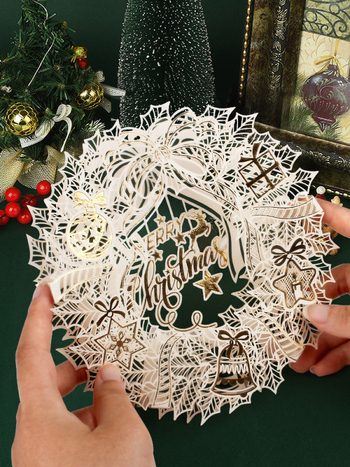 Iheno 3D χριστουγεννιάτικη ευχετήρια κάρτα με κενό εσωτερικό για χειρόγραφες ευχές — παραδοσιακό αγροτικό στυλ