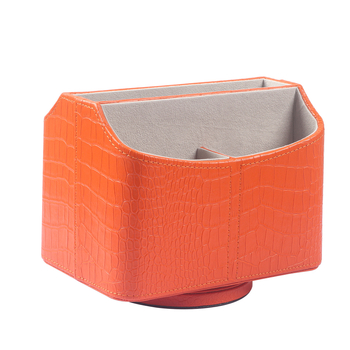 Περιστρεφόμενο δερμάτινο κουτί αποθήκευσης – πολυλειτουργικός επιτραπέζιος οργανωτής για τηλεχειριστήρια, γραφική ύλη και βιβλία