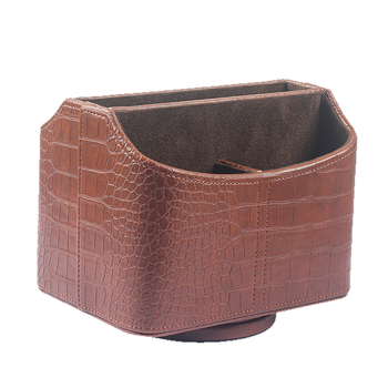 Περιστρεφόμενο δερμάτινο κουτί αποθήκευσης – πολυλειτουργικός επιτραπέζιος οργανωτής για τηλεχειριστήρια, γραφική ύλη και βιβλία