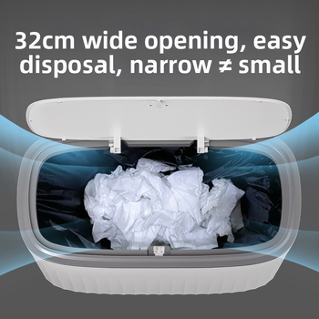 Πλαστικός κάδος απορριμμάτων με πίεση ανοίγματος και καπάκι pop-up, 12 L, μακρύ κυλινδρικό σχήμα, οικιακή χρήση