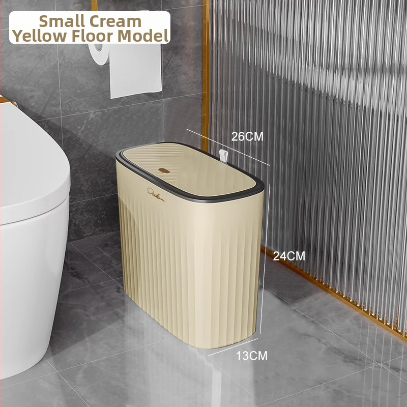 Plastmasas atkritumu tvertne ar nospiestamu atvērumu un pop-up vāku, 12 L vai vairāk, garu cilindrisku formu, mājas lietošanai