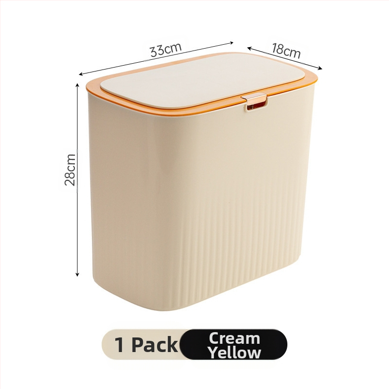Plastmasas atkritumu tvertne ar nospiestamu atvērumu un pop-up vāku, 12 L vai vairāk, garu cilindrisku formu, mājas lietošanai