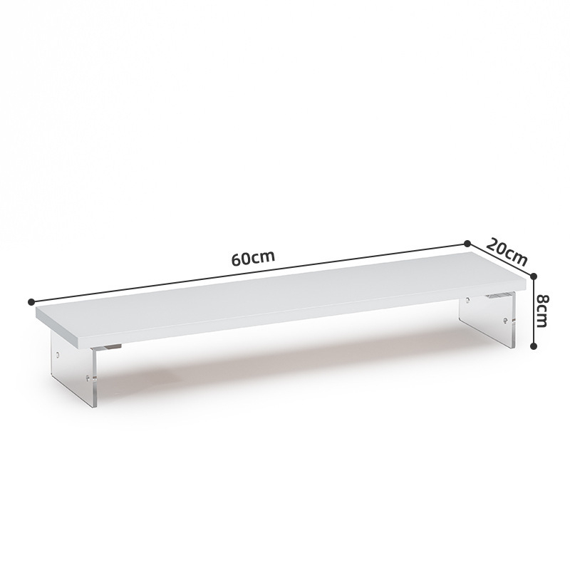 Raft de depozitare pentru birou cu două niveluri, din lemn/bambus, multifuncțional, portabil, montaj pe birou