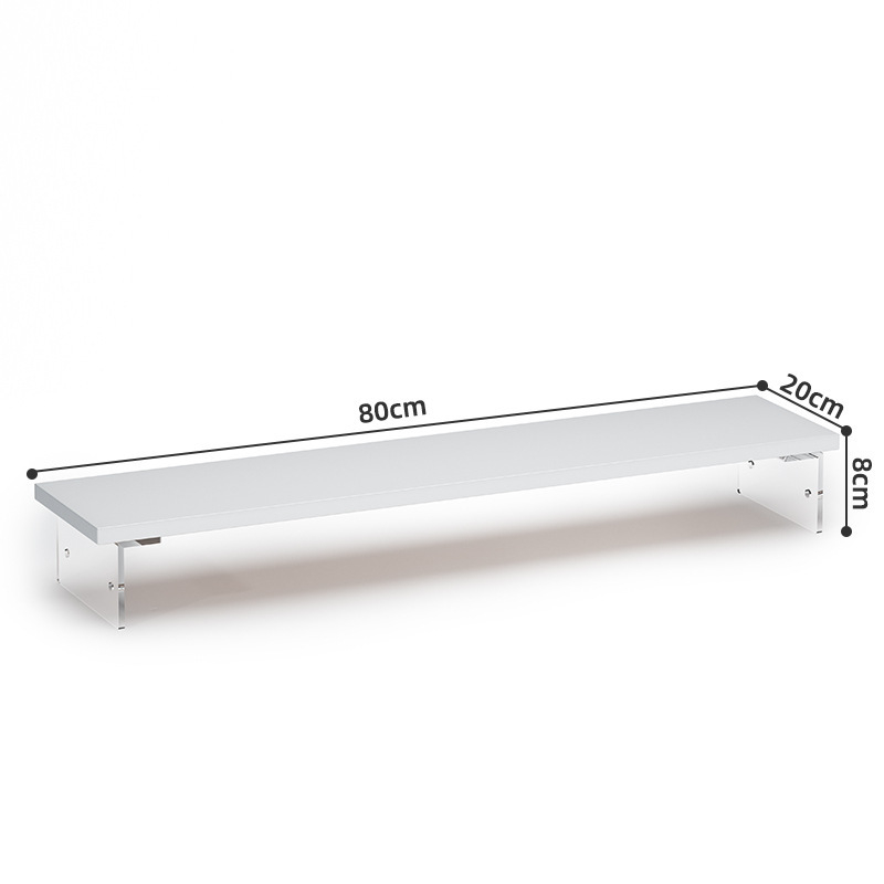 Raft de depozitare pentru birou cu două niveluri, din lemn/bambus, multifuncțional, portabil, montaj pe birou