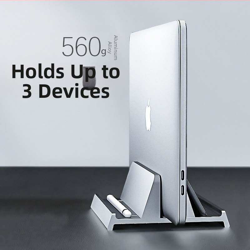 Стойка за лаптоп във вертикално положение, алуминиева сплав, 546 г, подходяща за повечето лаптопи, настолен тип