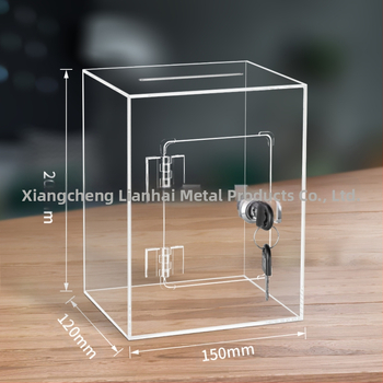 Διάφανος ακρυλικός κουμπαράς με κλειδί και προσαρμόσιμο λογότυπο