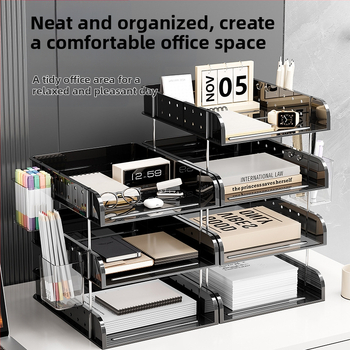 Ραφιέρα εγγράφων γραφείου με 4 επίπεδα, μοντέρνος μινιμαλιστικός σχεδιασμός, stackable organizer για Α4 χαρτιά — πολλαπλών χρήσεων πλαστικό αποθηκευτικό για κουζίνα, γραφείο, υπνοδωμάτιο, σαλόνι