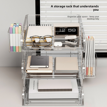 Ραφιέρα εγγράφων γραφείου με 4 επίπεδα, μοντέρνος μινιμαλιστικός σχεδιασμός, stackable organizer για Α4 χαρτιά — πολλαπλών χρήσεων πλαστικό αποθηκευτικό για κουζίνα, γραφείο, υπνοδωμάτιο, σαλόνι