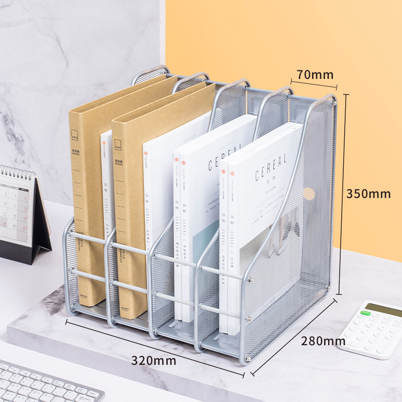 Metalni držač za datoteke – stolni organizator, četverostruka montaža, model Quadruple Assembly