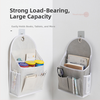 Τσαντα τοίχου για αποθήκευση, ύφασμα βαμβακο-λίνες, μοντέλο 00409, πολυλειτουργική αποθήκευση για υπνοδωμάτιο, μπαλκόνι, μπάνιο και κουζίνα