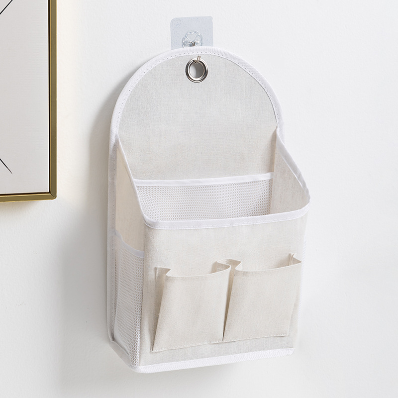 Seinale ripatav hoiukott, puuvillase-lina materjaliga, mudel 00409, mitmekülgne seinale paigaldatav hoiulahendus magamistuppa, rõdule, vannituppa ja köögile