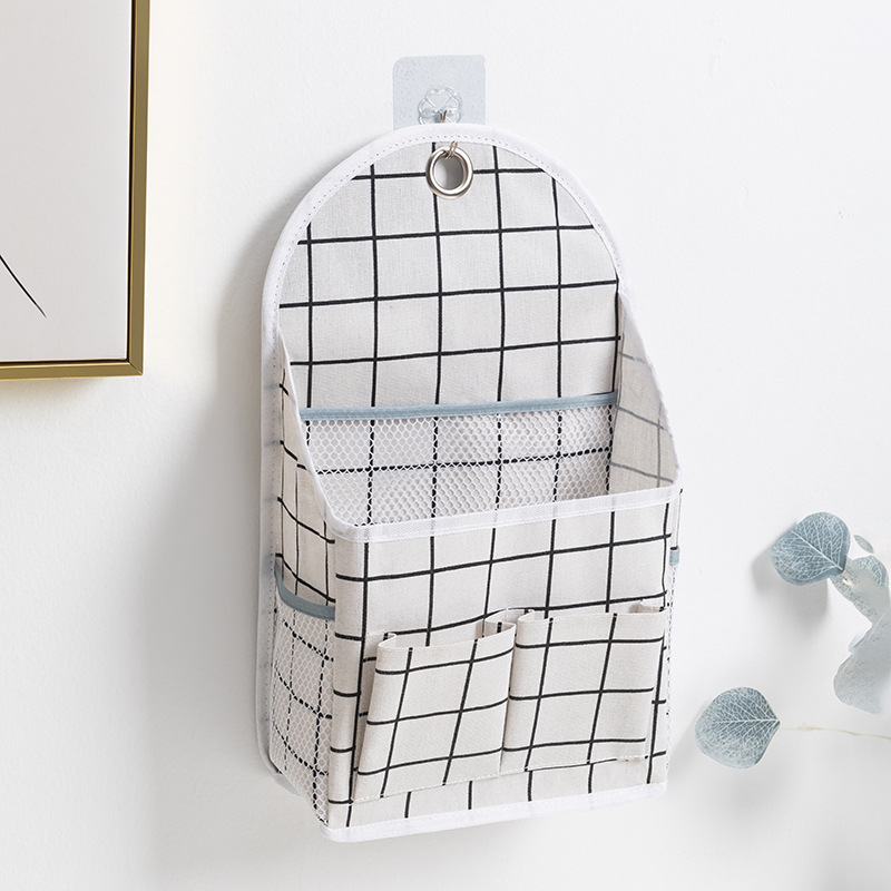 Seinale ripatav hoiukott, puuvillase-lina materjaliga, mudel 00409, mitmekülgne seinale paigaldatav hoiulahendus magamistuppa, rõdule, vannituppa ja köögile