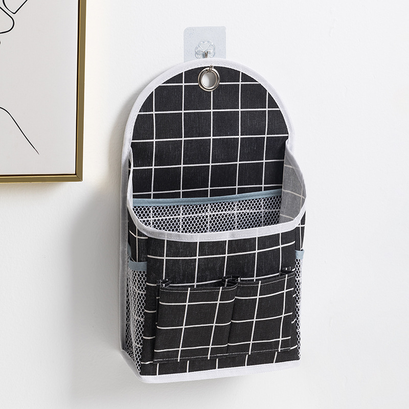 Seinale ripatav hoiukott, puuvillase-lina materjaliga, mudel 00409, mitmekülgne seinale paigaldatav hoiulahendus magamistuppa, rõdule, vannituppa ja köögile