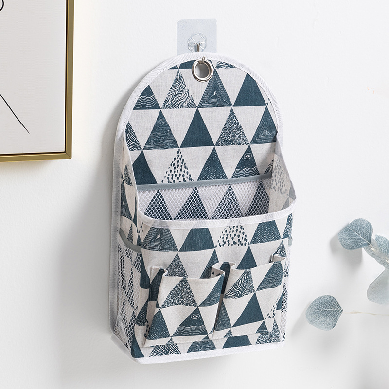 Seinale ripatav hoiukott, puuvillase-lina materjaliga, mudel 00409, mitmekülgne seinale paigaldatav hoiulahendus magamistuppa, rõdule, vannituppa ja köögile