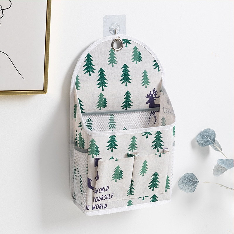 Seinale ripatav hoiukott, puuvillase-lina materjaliga, mudel 00409, mitmekülgne seinale paigaldatav hoiulahendus magamistuppa, rõdule, vannituppa ja köögile