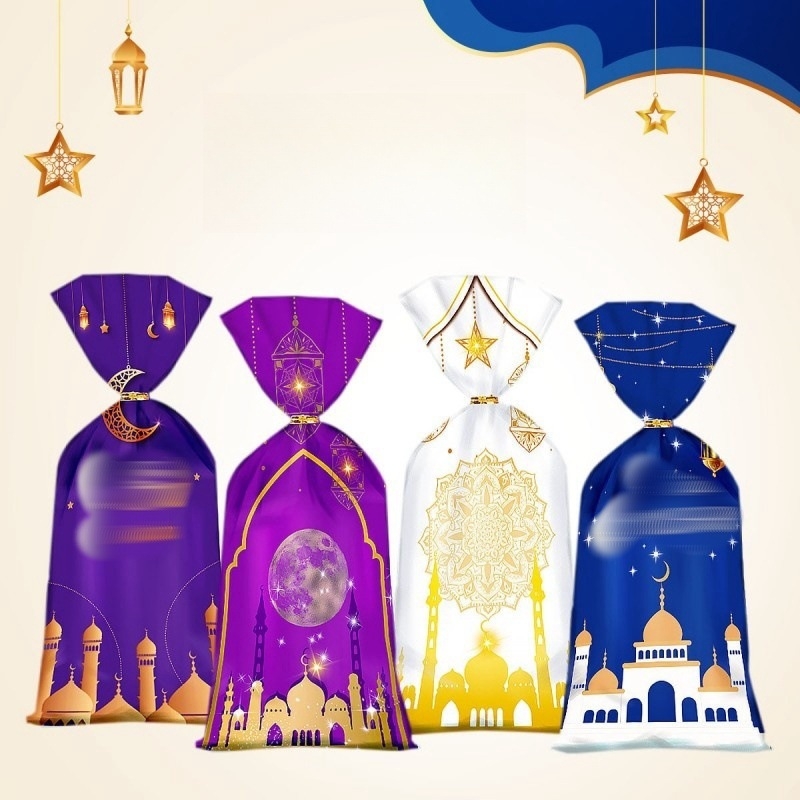 Geantă pentru bomboane lunare cu temă Stele-Lună – Geantă cadou pentru petreceri, Proces gravură, Material PP, Stil desen animat, 50 sârme de legare, Logo tipărit