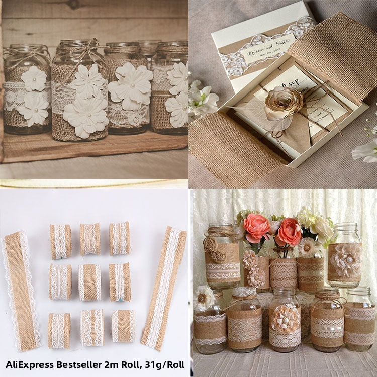 Джутова дантелена ролка за DIY занаяти - лента дантела за облекло - марка Zhenyue Accessories