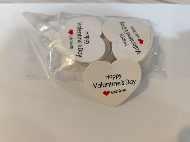 Хангтаг за Свети Валентин – картичка за пожелания от крафт хартия, офсетен печат, 100 листа в пакет, персонализирана