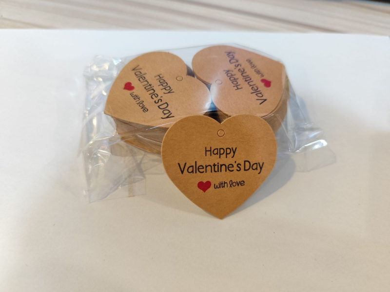 Хангтаг за Свети Валентин – картичка за пожелания от крафт хартия, офсетен печат, 100 листа в пакет, персонализирана