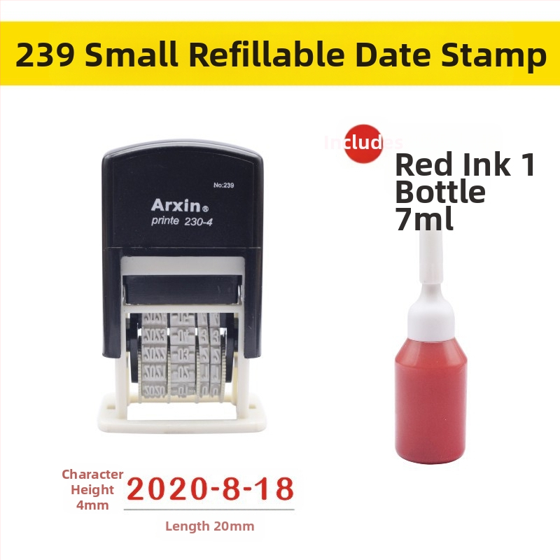 Печат за датиране — връщане на мастило; дата печат (Материал: пластмаса; Характеристики: връщане на мастило; Форма: печат за дата; Използване: отпечатване на дата)