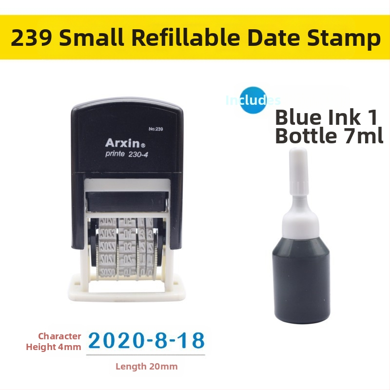 Печат за датиране — връщане на мастило; дата печат (Материал: пластмаса; Характеристики: връщане на мастило; Форма: печат за дата; Използване: отпечатване на дата)