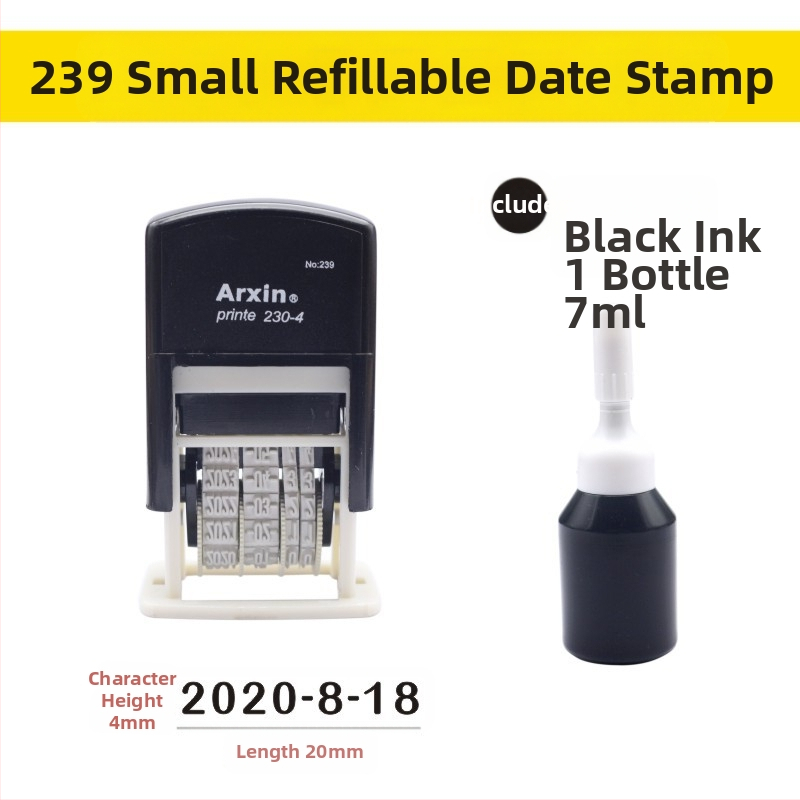 Печат за датиране — връщане на мастило; дата печат (Материал: пластмаса; Характеристики: връщане на мастило; Форма: печат за дата; Използване: отпечатване на дата)