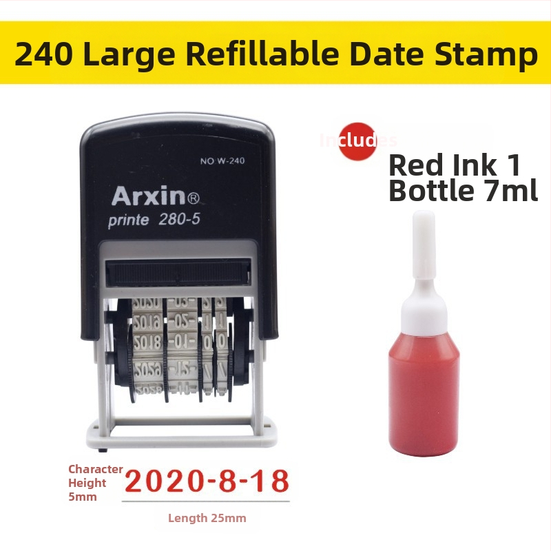 Печат за датиране — връщане на мастило; дата печат (Материал: пластмаса; Характеристики: връщане на мастило; Форма: печат за дата; Използване: отпечатване на дата)