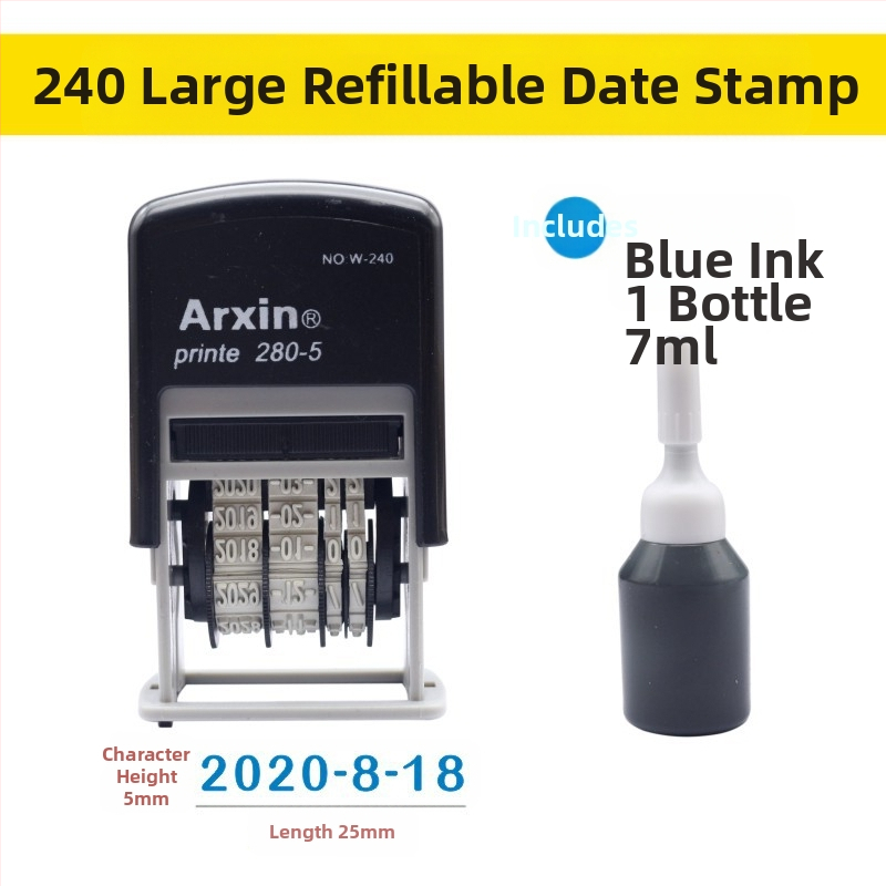 Печат за датиране — връщане на мастило; дата печат (Материал: пластмаса; Характеристики: връщане на мастило; Форма: печат за дата; Използване: отпечатване на дата)