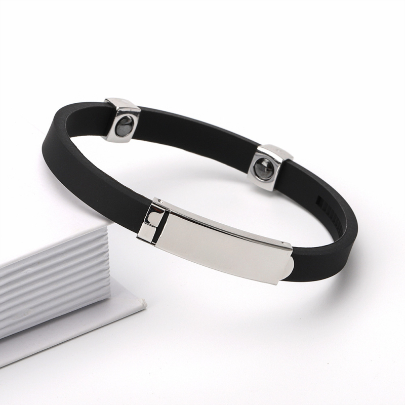 Szilikon karkötő, uniszex, geometriai kialakítás, Germanite beépítés, sport célokra