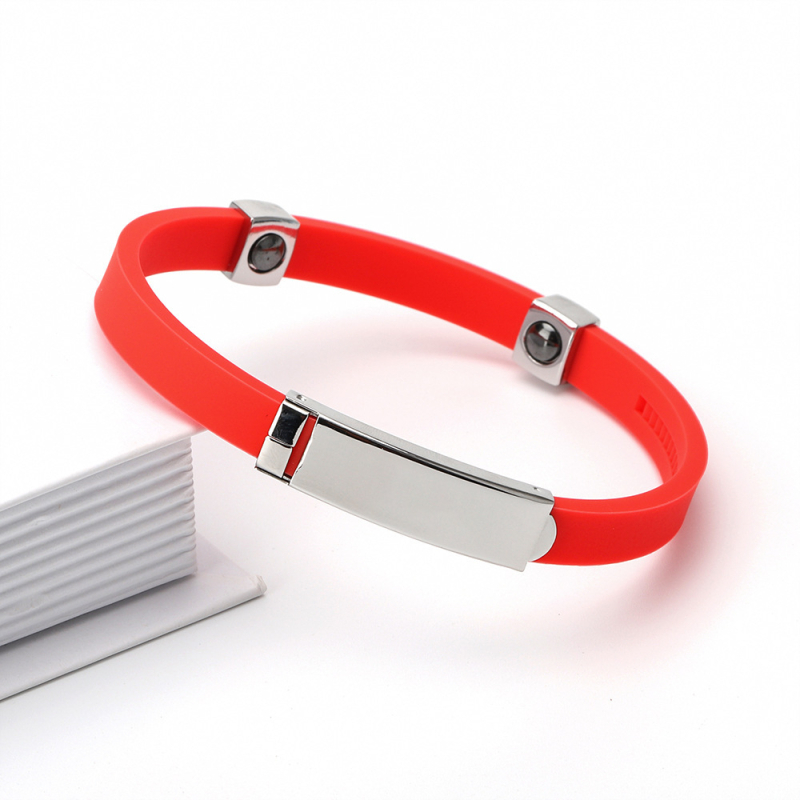 Szilikon karkötő, uniszex, geometriai kialakítás, Germanite beépítés, sport célokra