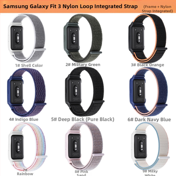 Каишка за часовник Samsung Galaxy FIT3, велкро, найлонова плитка, рамкова конструкция; тегло 8 g; пусната през 2024; съвместима с Samsung