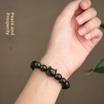 Κολιέ με ασημένιο οψιδιαν, χειροποίητο, μάρκα Aisu, νέος κινεζικός στυλ