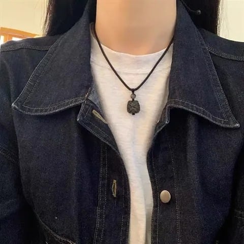 Ogrlica od srebrnog obsidijana, ručna izrada, brend Aisu, novi kineski stil