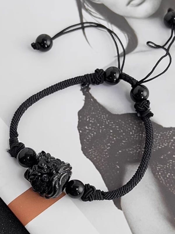 Ogrlica od srebrnog obsidijana, ručna izrada, brend Aisu, novi kineski stil
