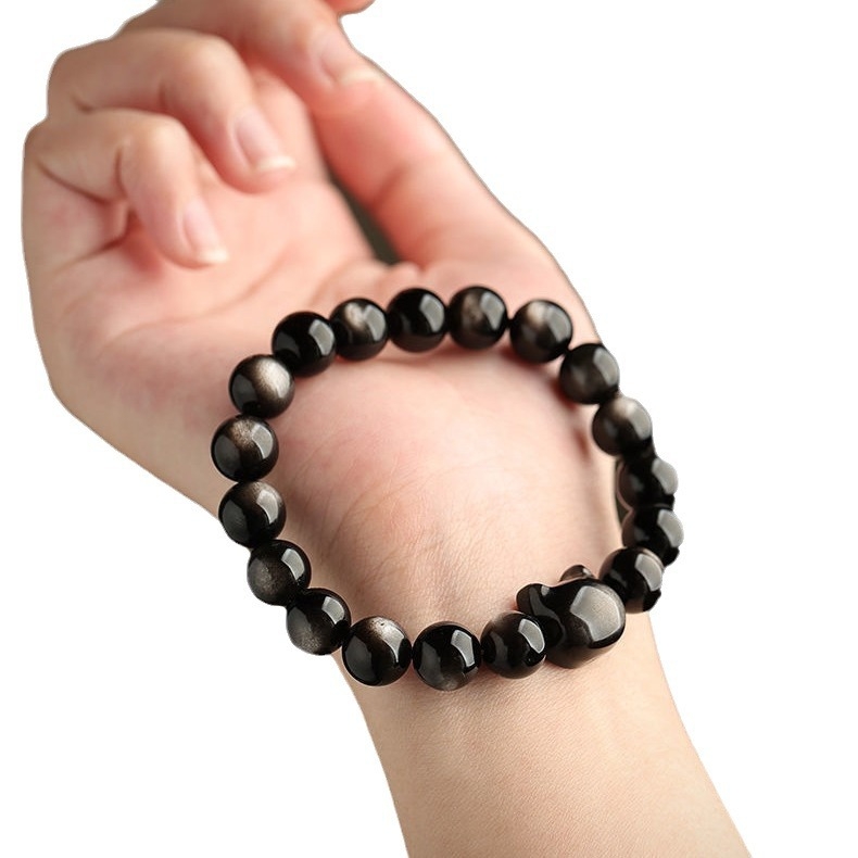 Ogrlica od srebrnog obsidijana, ručna izrada, brend Aisu, novi kineski stil