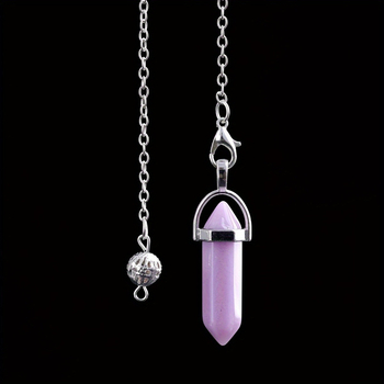 Κολιέ με εξάγωνο κρεμαστό από τεχνητό κρύσταλλο, γεωμετρικό στυλ, γυαλιστερή επιφάνεια