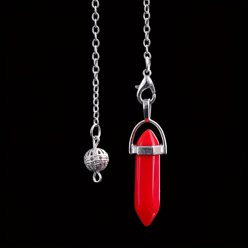 Ogrlica s šesterokutnim privjeskom od umjetnog kristala, geometrijski stil, poli završetak