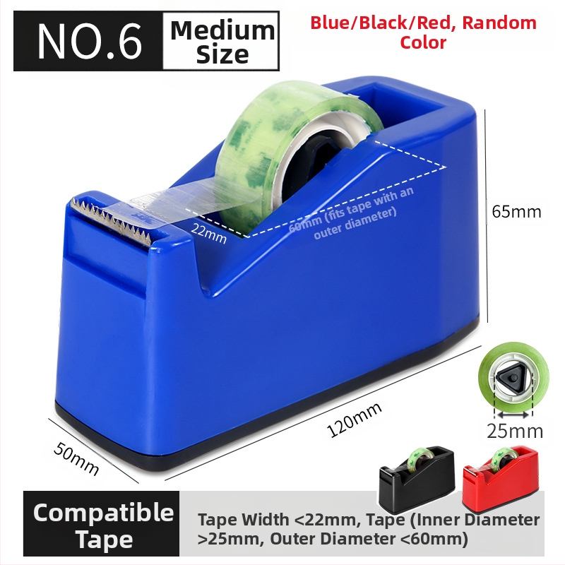 Transparentni držač trake s rezačom, plastični, model NO.6-NO.9, promjer osovine 25 mm, širina trake do 22 mm, neto težina 500 g