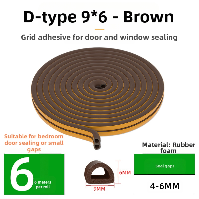 Bandă de etanșare pentru ferestre și uși – izolare fonică, antișoc, impermeabilă, autoadezivă; tip D și tip U; modelul 003