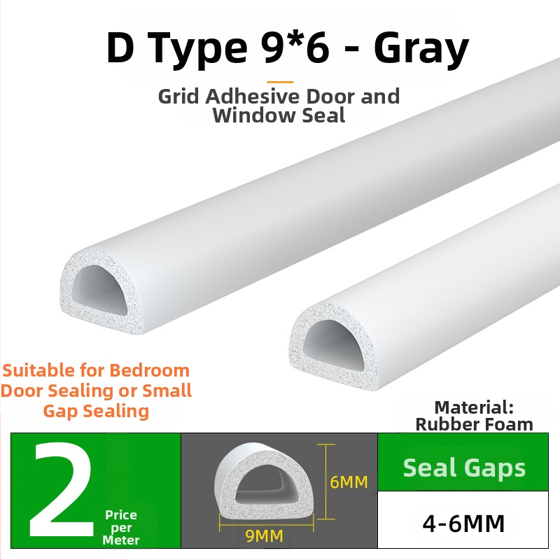 Bandă de etanșare pentru ferestre și uși – izolare fonică, antișoc, impermeabilă, autoadezivă; tip D și tip U; modelul 003