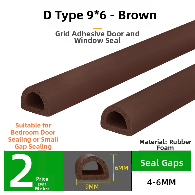 Bandă de etanșare pentru ferestre și uși – izolare fonică, antișoc, impermeabilă, autoadezivă; tip D și tip U; modelul 003