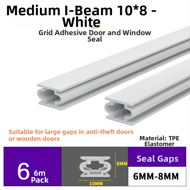 Bandă de etanșare pentru ferestre și uși – izolare fonică, antișoc, impermeabilă, autoadezivă; tip D și tip U; modelul 003