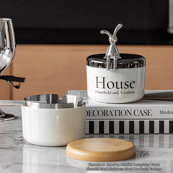 Ανοξείδωτο τασάκι με καπάκι σε μορφή αρκούδας, ανθεκτικό στον άνεμο και τον καπνό, σε στυλ Nordic, κατάλληλο για γραφείο, KTV και μπαρ