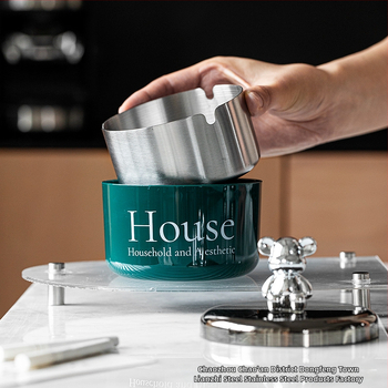 Ανοξείδωτο τασάκι με καπάκι σε μορφή αρκούδας, ανθεκτικό στον άνεμο και τον καπνό, σε στυλ Nordic, κατάλληλο για γραφείο, KTV και μπαρ