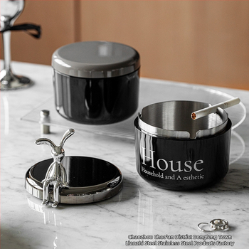 Ανοξείδωτο τασάκι με καπάκι σε μορφή αρκούδας, ανθεκτικό στον άνεμο και τον καπνό, σε στυλ Nordic, κατάλληλο για γραφείο, KTV και μπαρ